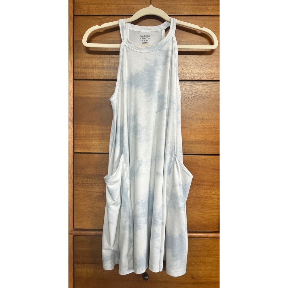 Harper Canyon Sleeveless Dress M 8-10 Blue White Excellent